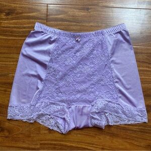 Rhonda Shear Lavender Silky Lace High Waist Intimate Undergarment Shorts Size 1X